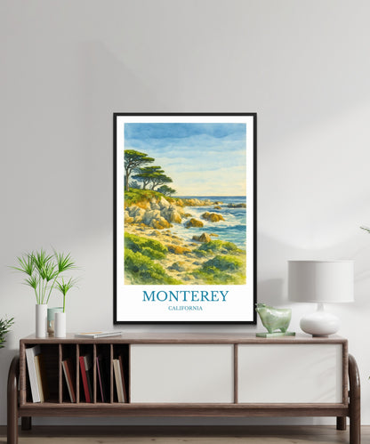 Monterey, Watercolor design poster, California Print, Monterey Wall Art