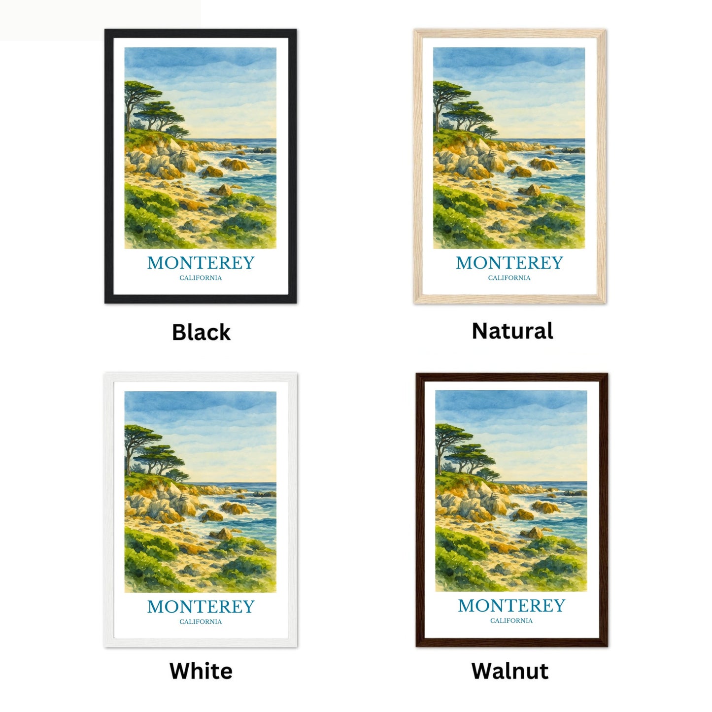 Monterey, Watercolor design poster, California Print, Monterey Wall Art