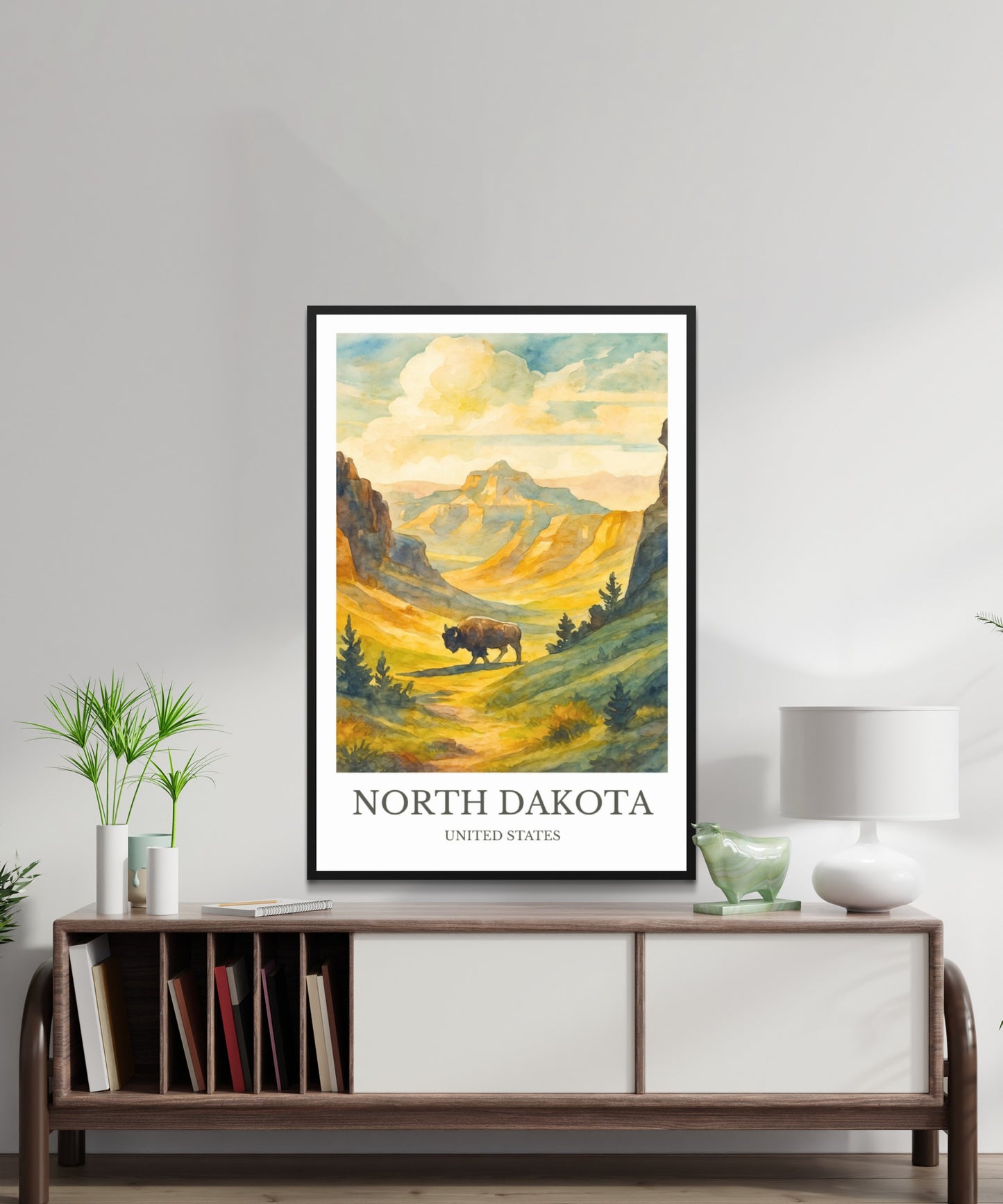 North Dakota, Watercolor design poster, United States Print, North Dakota Wall Art