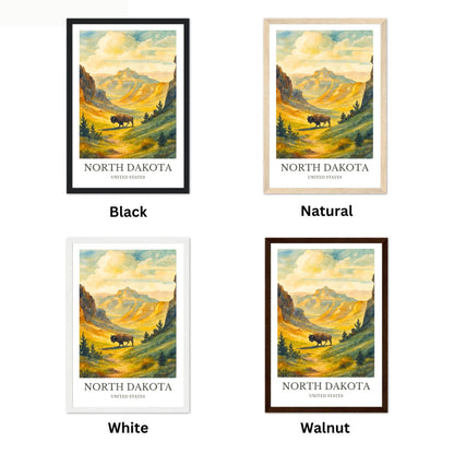 North Dakota, Watercolor design poster, United States Print, North Dakota Wall Art