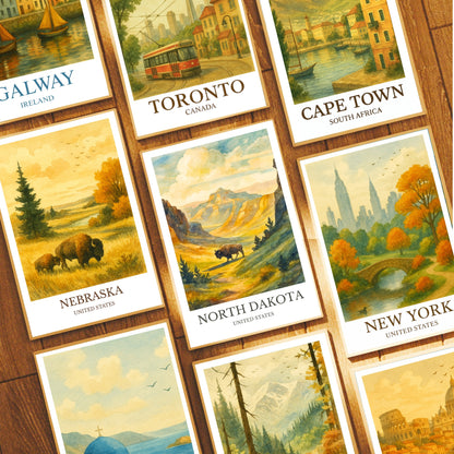 North Dakota, Watercolor design poster, United States Print, North Dakota Wall Art