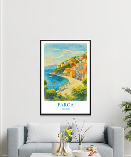 Parga, Watercolor design poster, Greece Print, Parga Wall Art