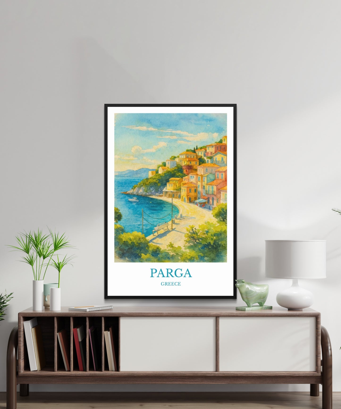 Parga, Watercolor design poster, Greece Print, Parga Wall Art