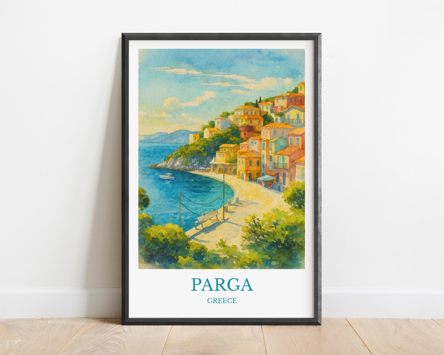Parga, Watercolor design poster, Greece Print, Parga Wall Art