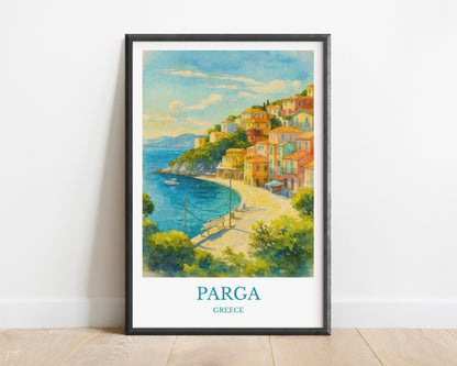 Parga, Watercolor design poster, Greece Print, Parga Wall Art
