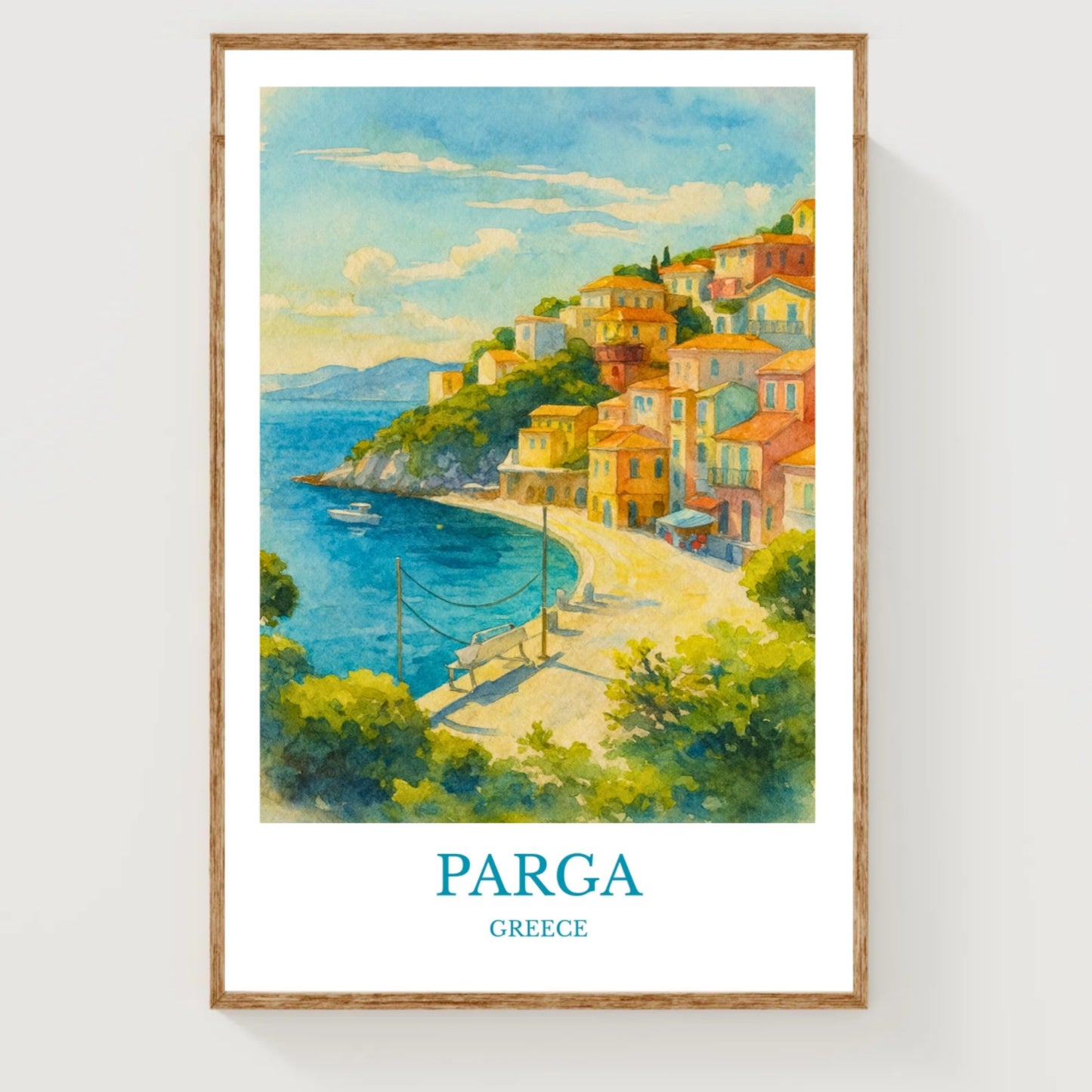 Parga, Watercolor design poster, Greece Print, Parga Wall Art
