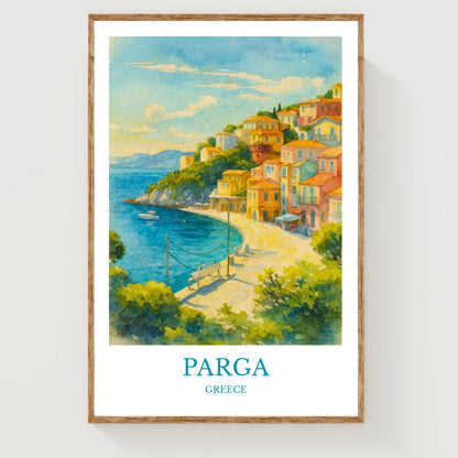 Parga, Watercolor design poster, Greece Print, Parga Wall Art
