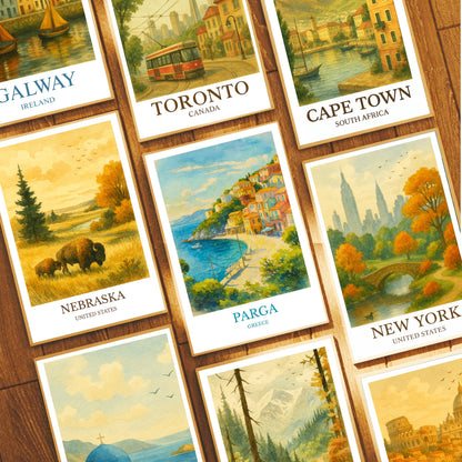 Parga, Watercolor design poster, Greece Print, Parga Wall Art