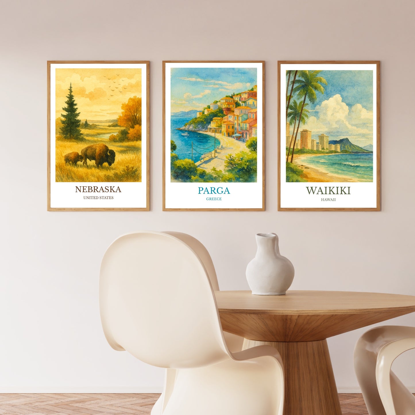 Parga, Watercolor design poster, Greece Print, Parga Wall Art