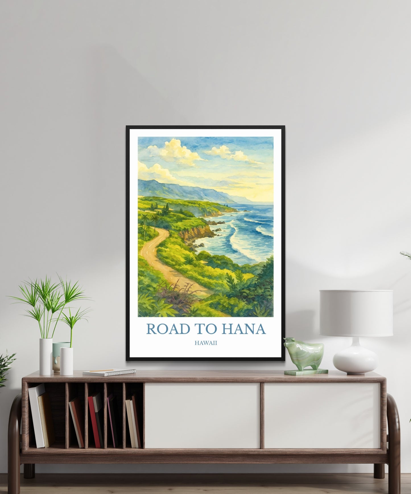 Road to Hana, Watercolor design poster, Hawaii Print, Road to Hana Wall Art