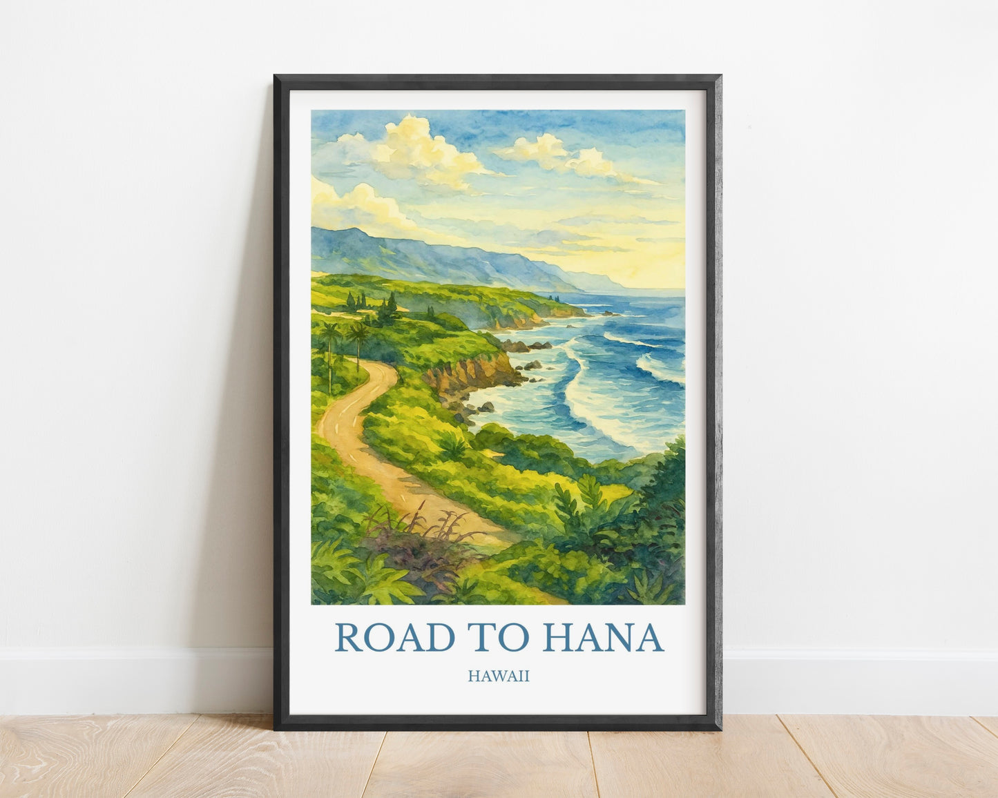 Road to Hana, Watercolor design poster, Hawaii Print, Road to Hana Wall Art