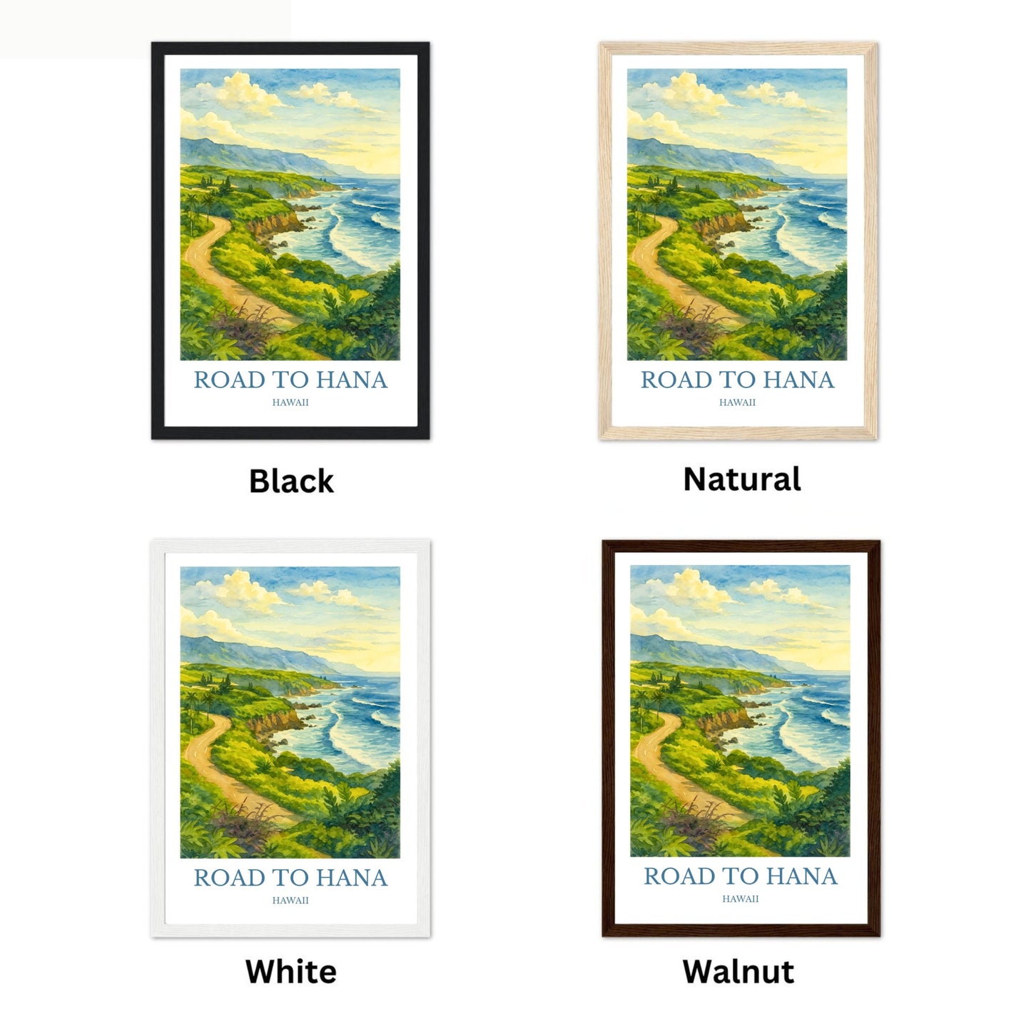 Road to Hana, Watercolor design poster, Hawaii Print, Road to Hana Wall Art