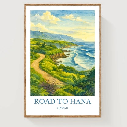 Road to Hana, Watercolor design poster, Hawaii Print, Road to Hana Wall Art