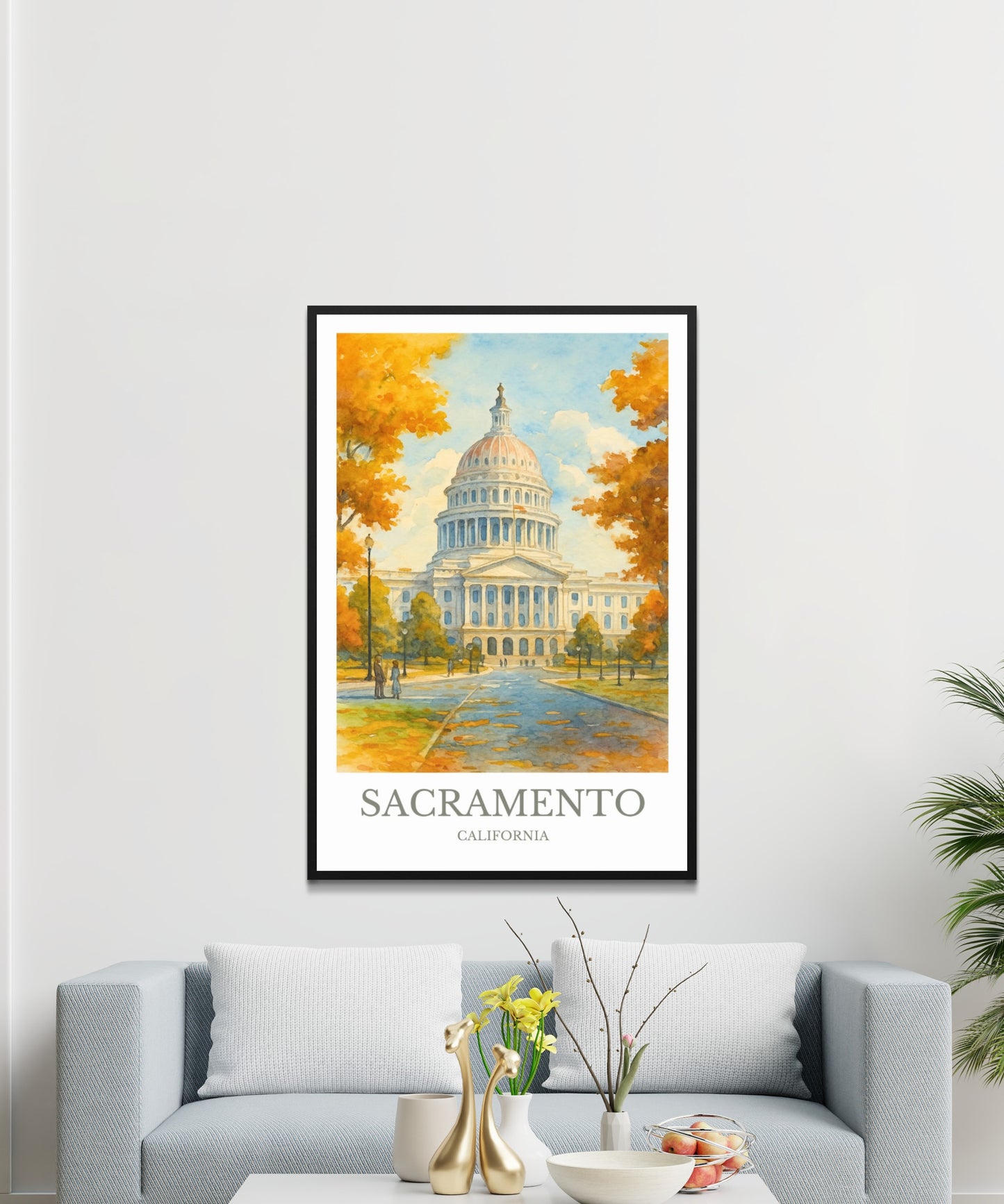 Sacramento, Watercolor design poster, California Print, Sacramento Wall Art