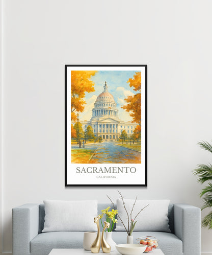 Sacramento, Watercolor design poster, California Print, Sacramento Wall Art