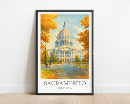 Sacramento, Watercolor design poster, California Print, Sacramento Wall Art