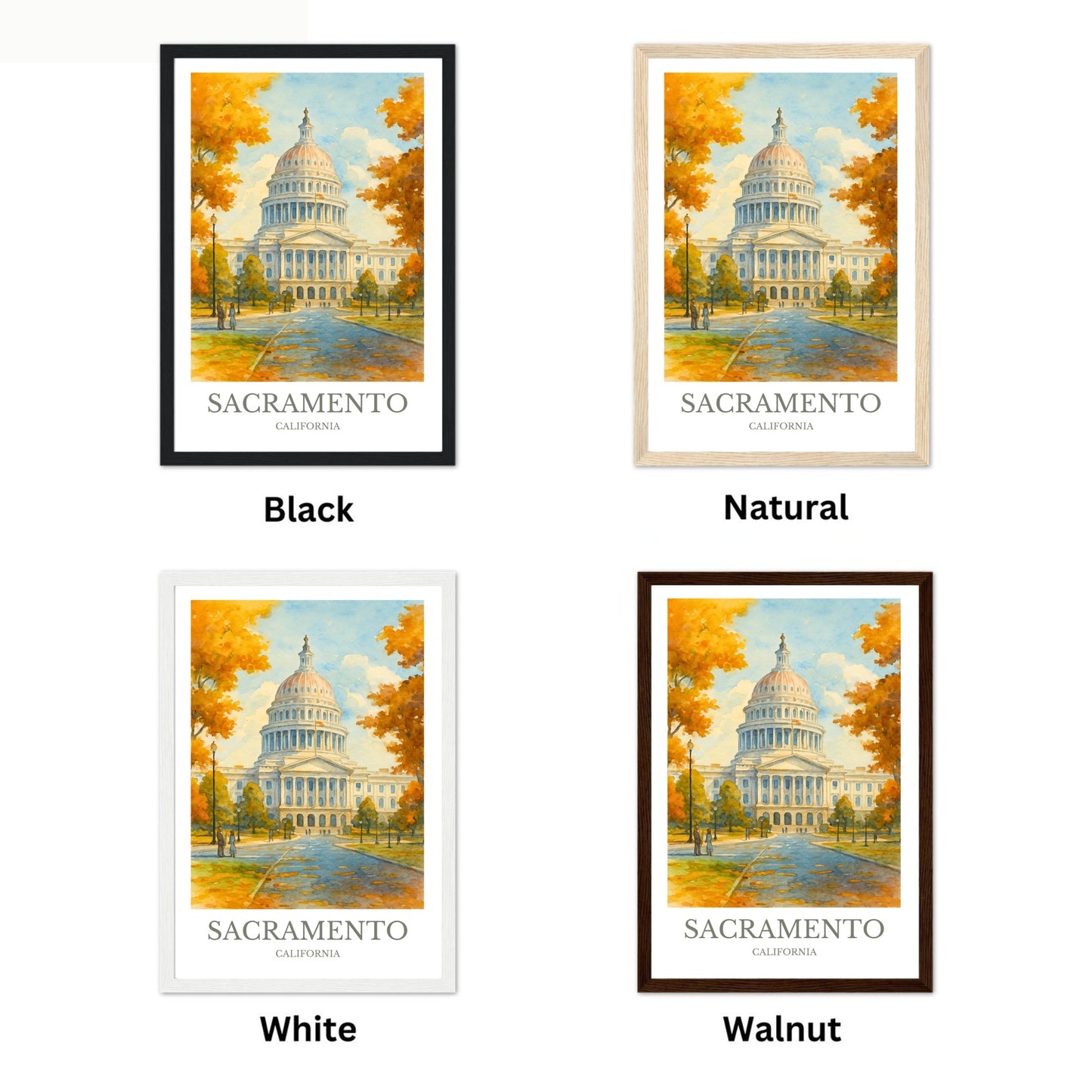 Sacramento, Watercolor design poster, California Print, Sacramento Wall Art