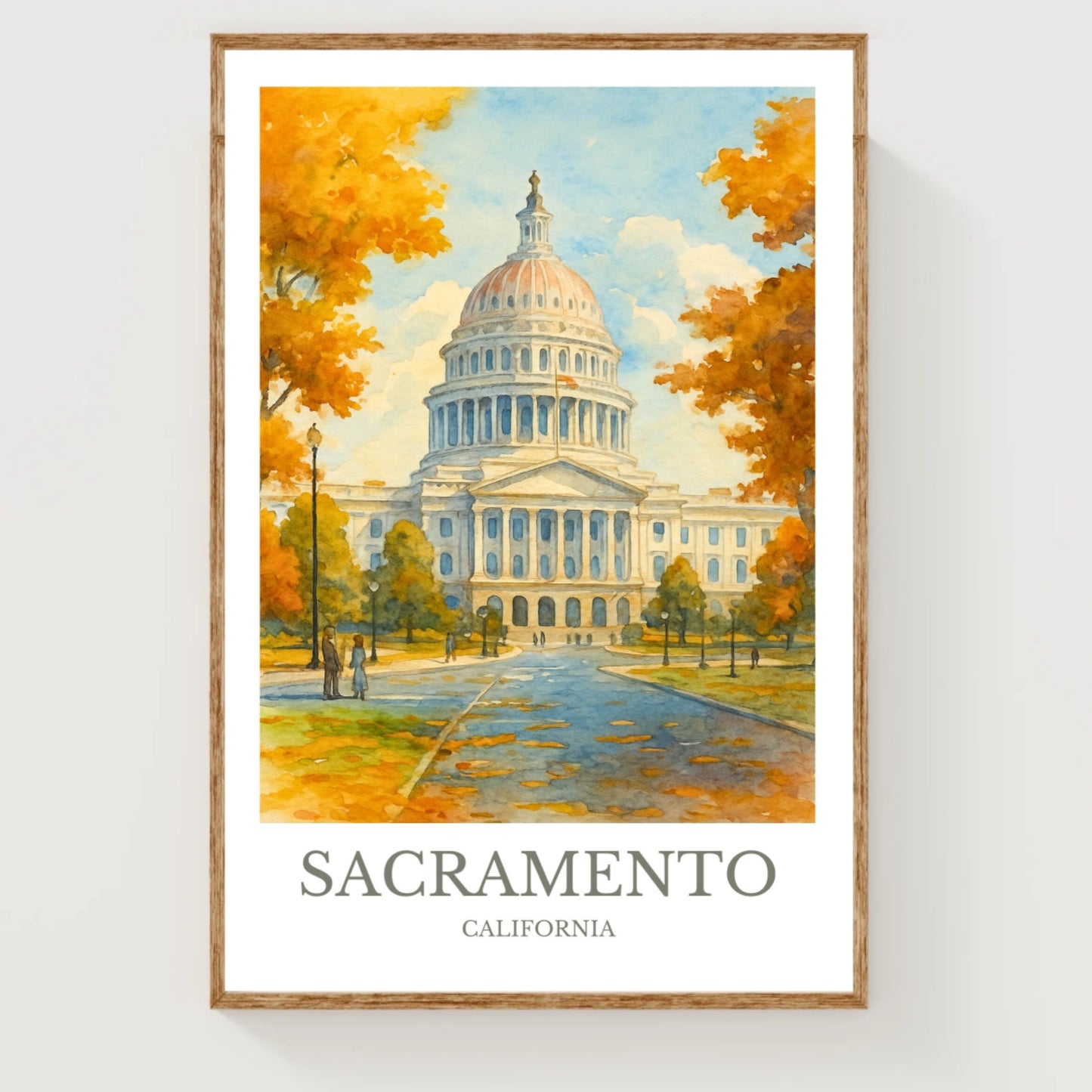 Sacramento, Watercolor design poster, California Print, Sacramento Wall Art