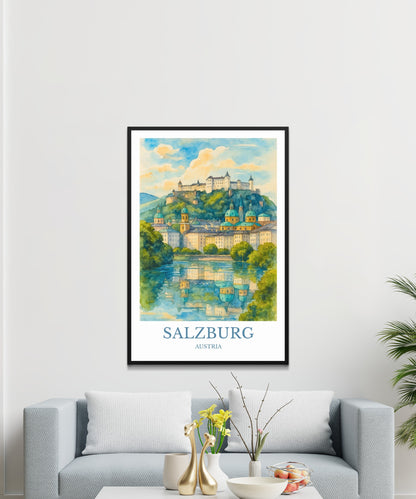 Salzburg, Watercolor design poster, Austria Print, Salzburg Wall Art