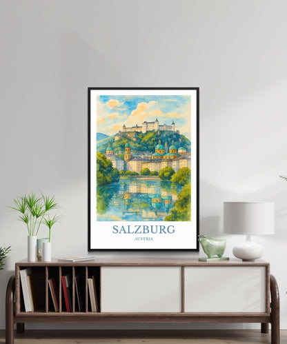 Salzburg, Watercolor design poster, Austria Print, Salzburg Wall Art