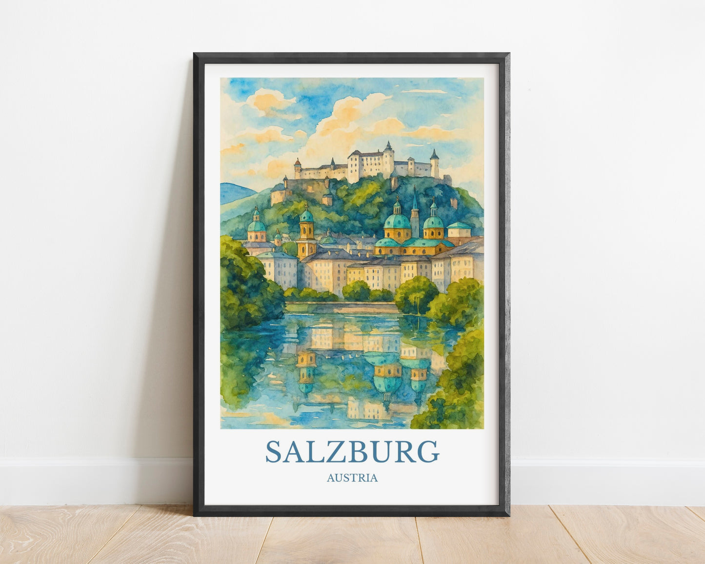 Salzburg, Watercolor design poster, Austria Print, Salzburg Wall Art