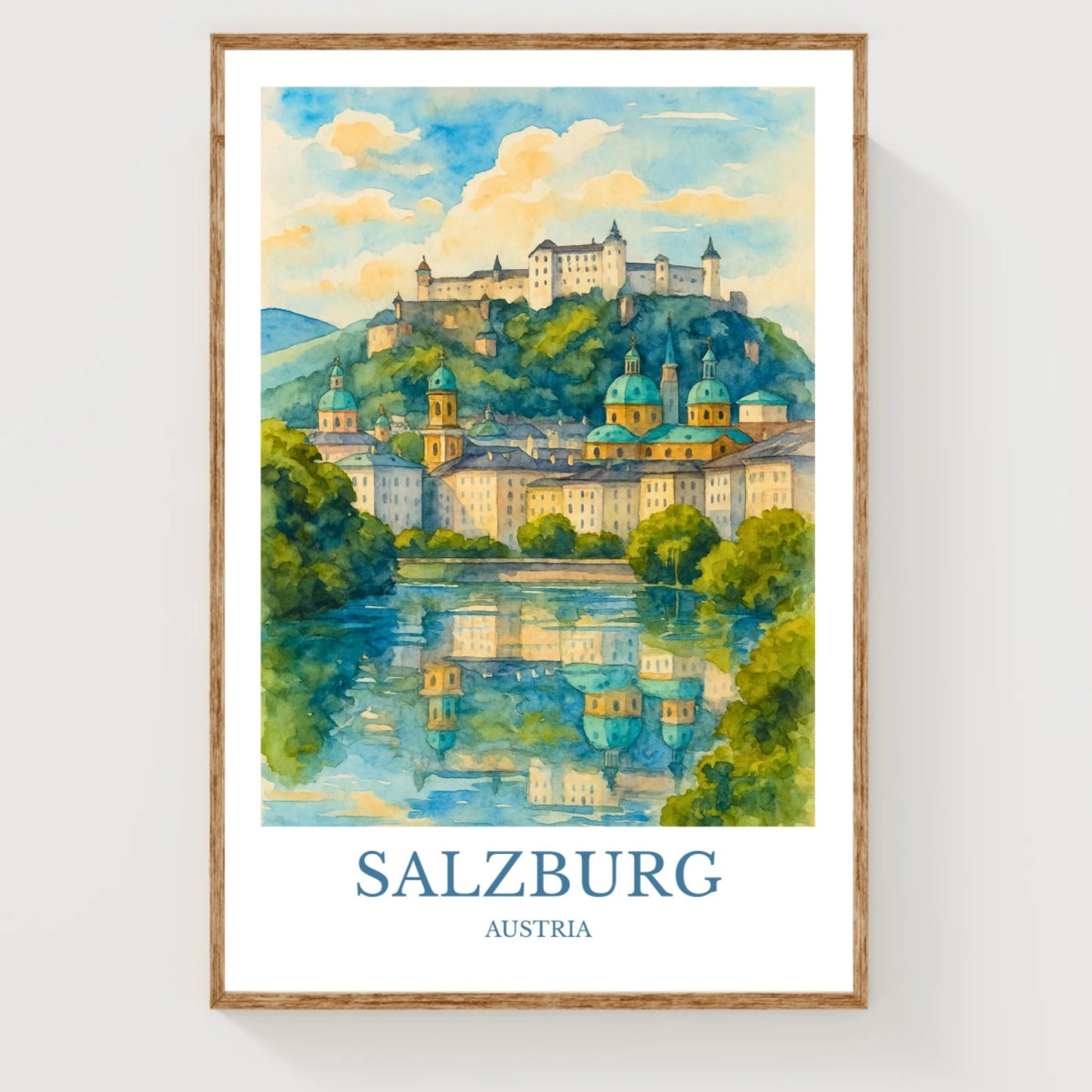 Salzburg, Watercolor design poster, Austria Print, Salzburg Wall Art
