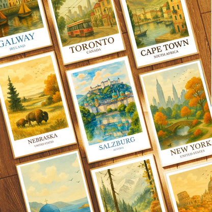 Salzburg, Watercolor design poster, Austria Print, Salzburg Wall Art