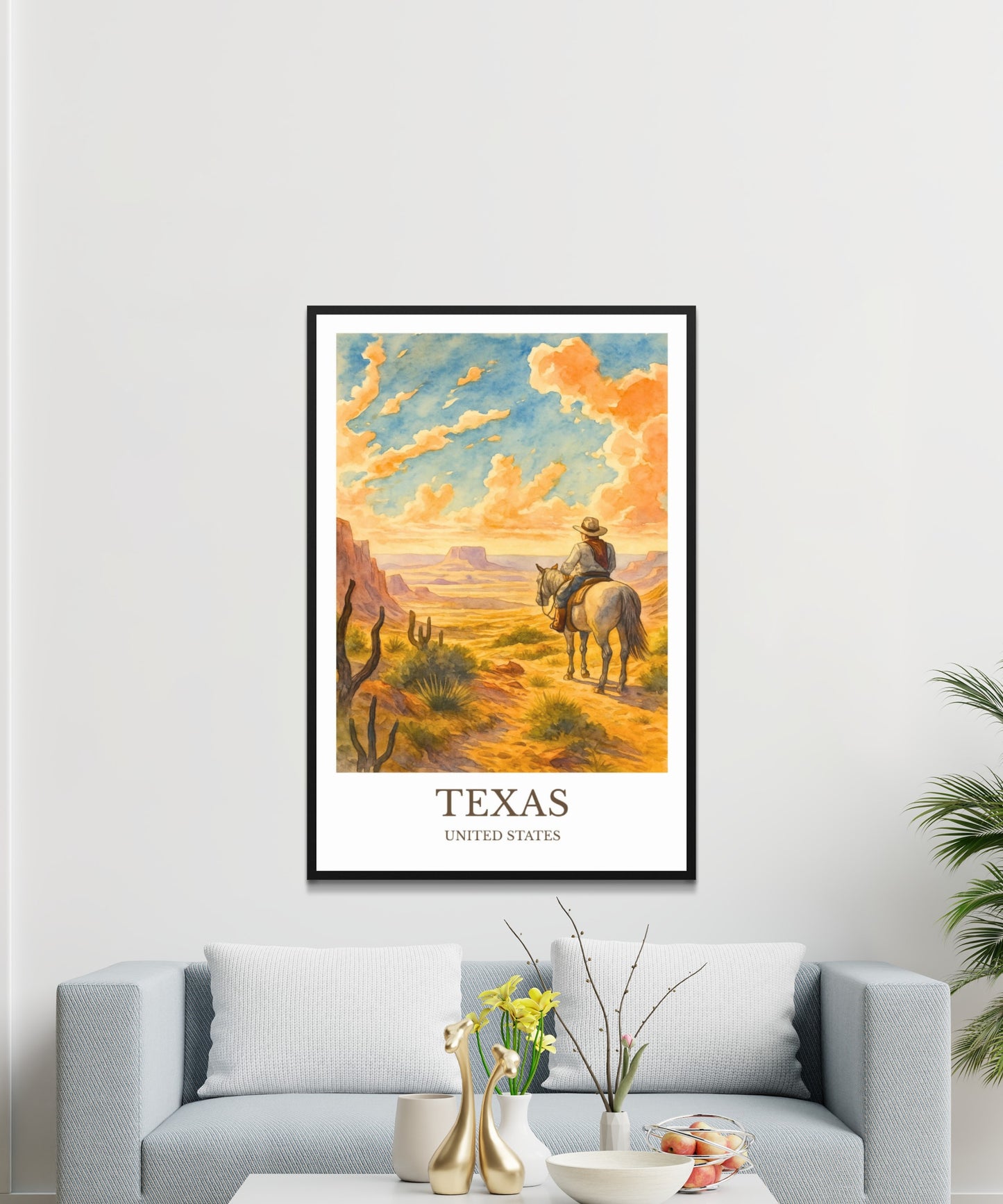 Texas, Watercolor design poster, United States Print, Texas Wall Art