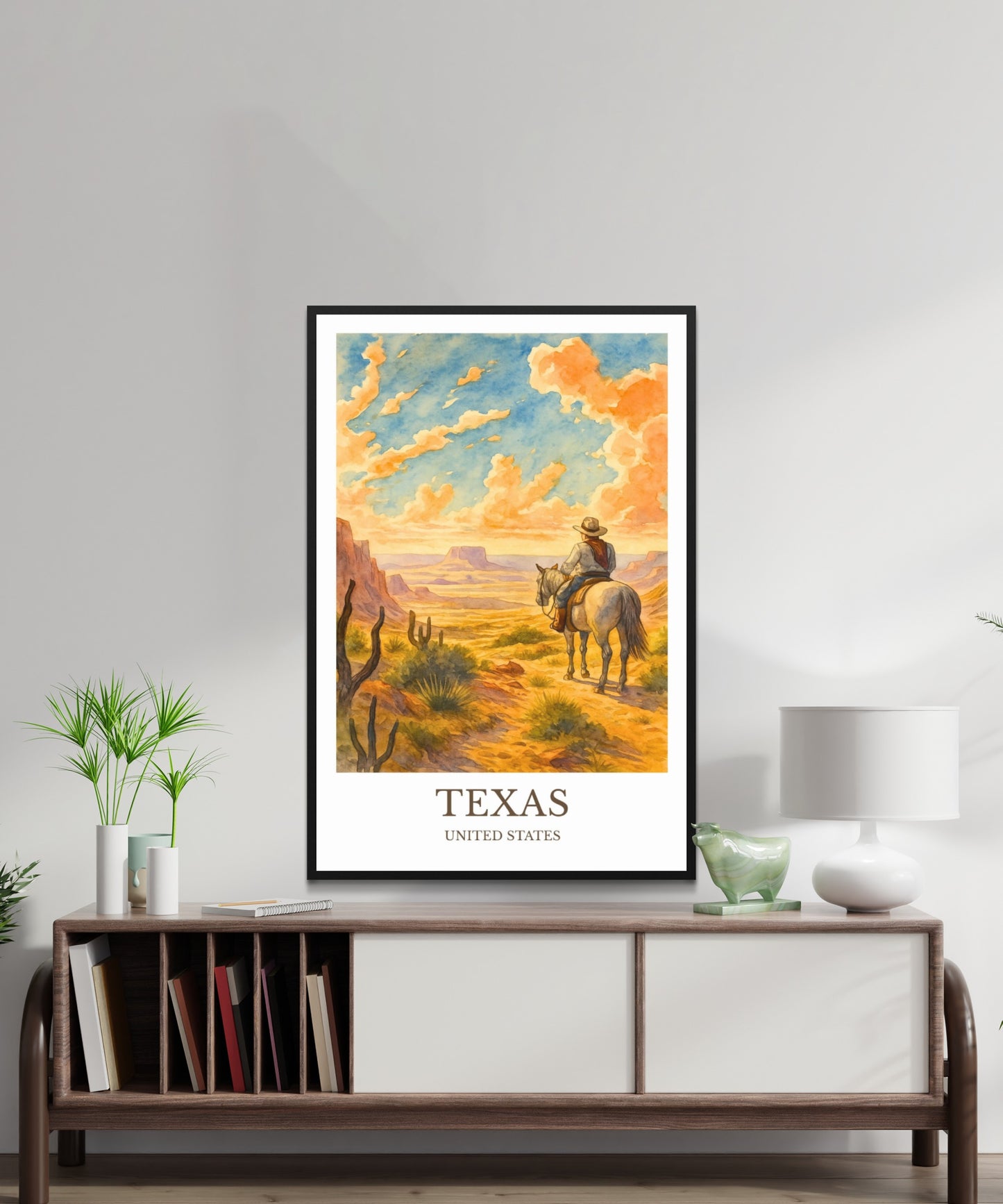 Texas, Watercolor design poster, United States Print, Texas Wall Art