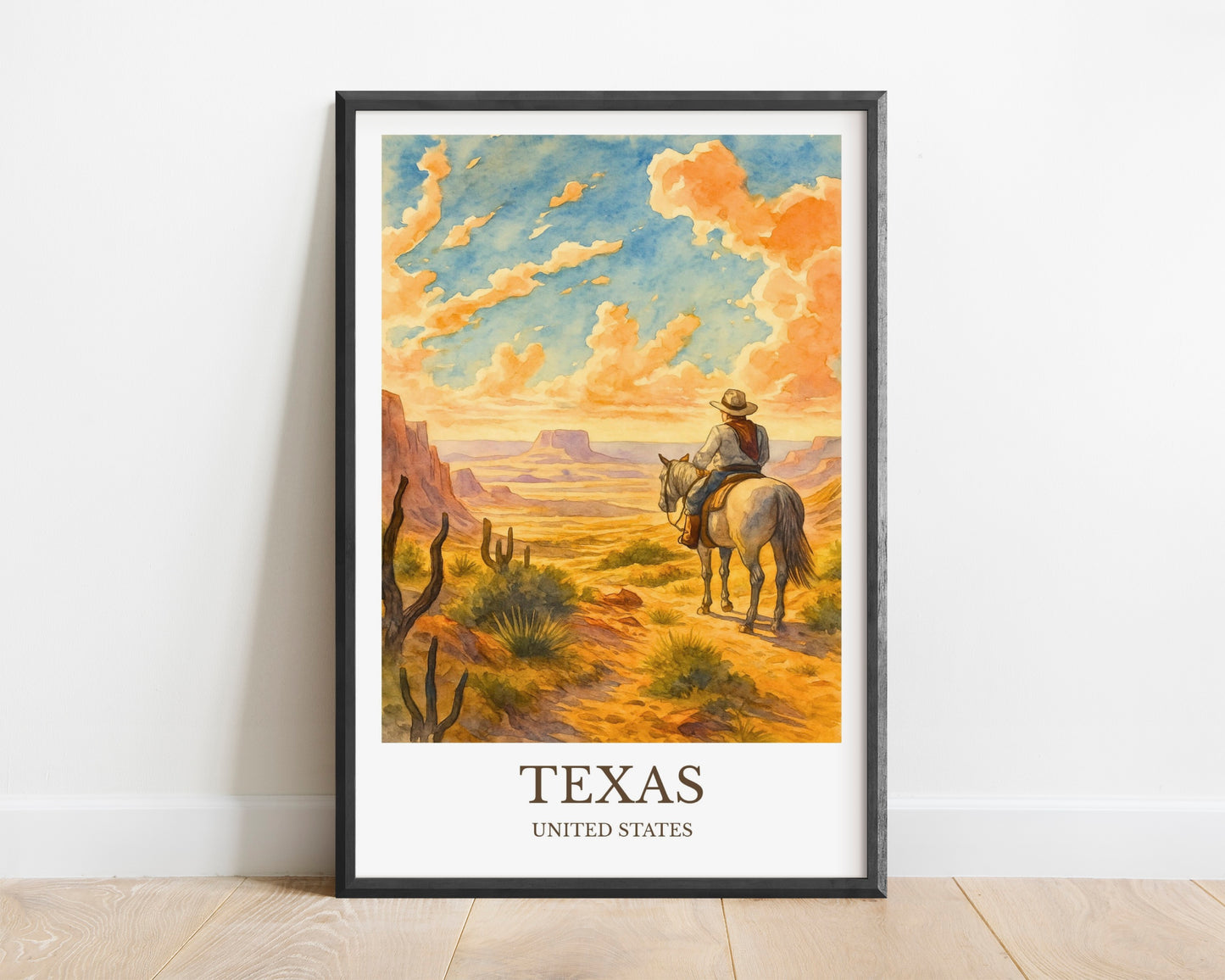 Texas, Watercolor design poster, United States Print, Texas Wall Art