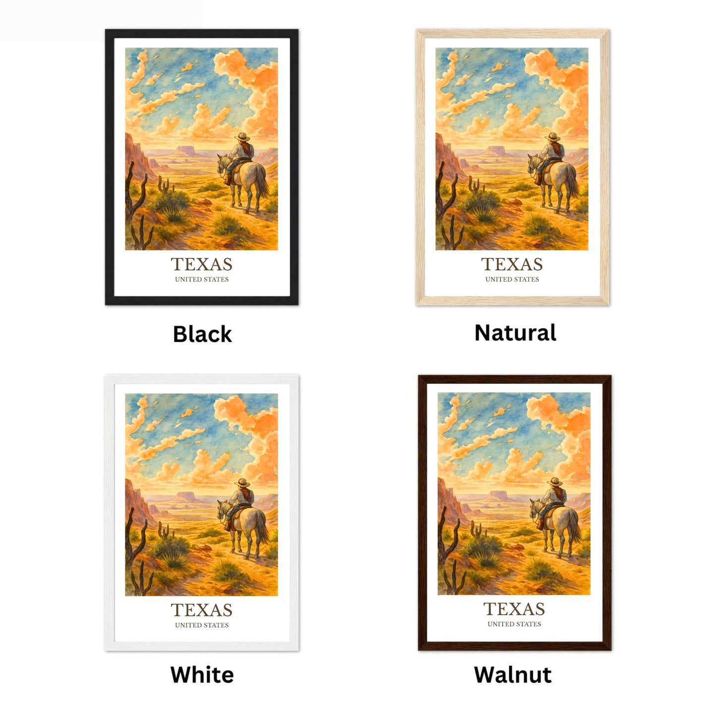 Texas, Watercolor design poster, United States Print, Texas Wall Art