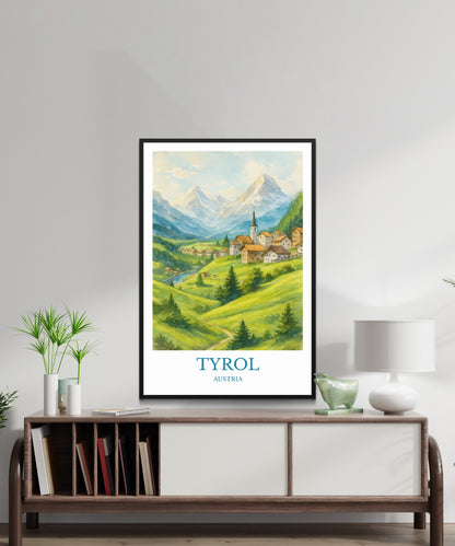 Tyrol, Watercolor design poster, Austria Print, Tyrol Wall Art
