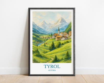 Tyrol, Watercolor design poster, Austria Print, Tyrol Wall Art
