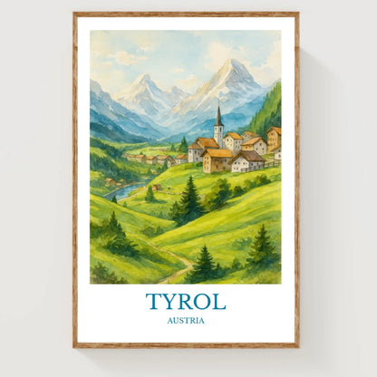 Tyrol, Watercolor design poster, Austria Print, Tyrol Wall Art