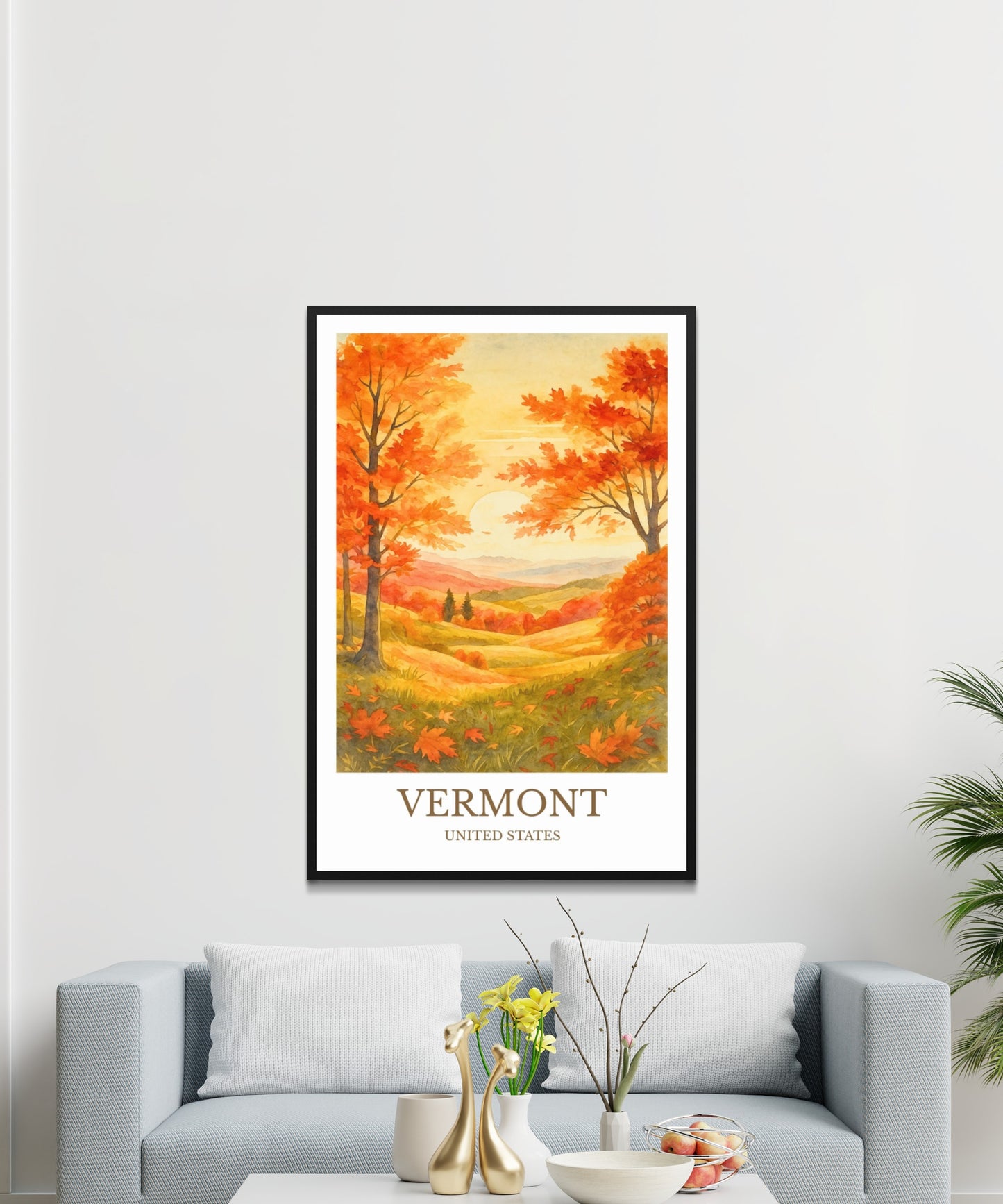 Vermont, Watercolor design poster, United States Print, Vermont Wall Art