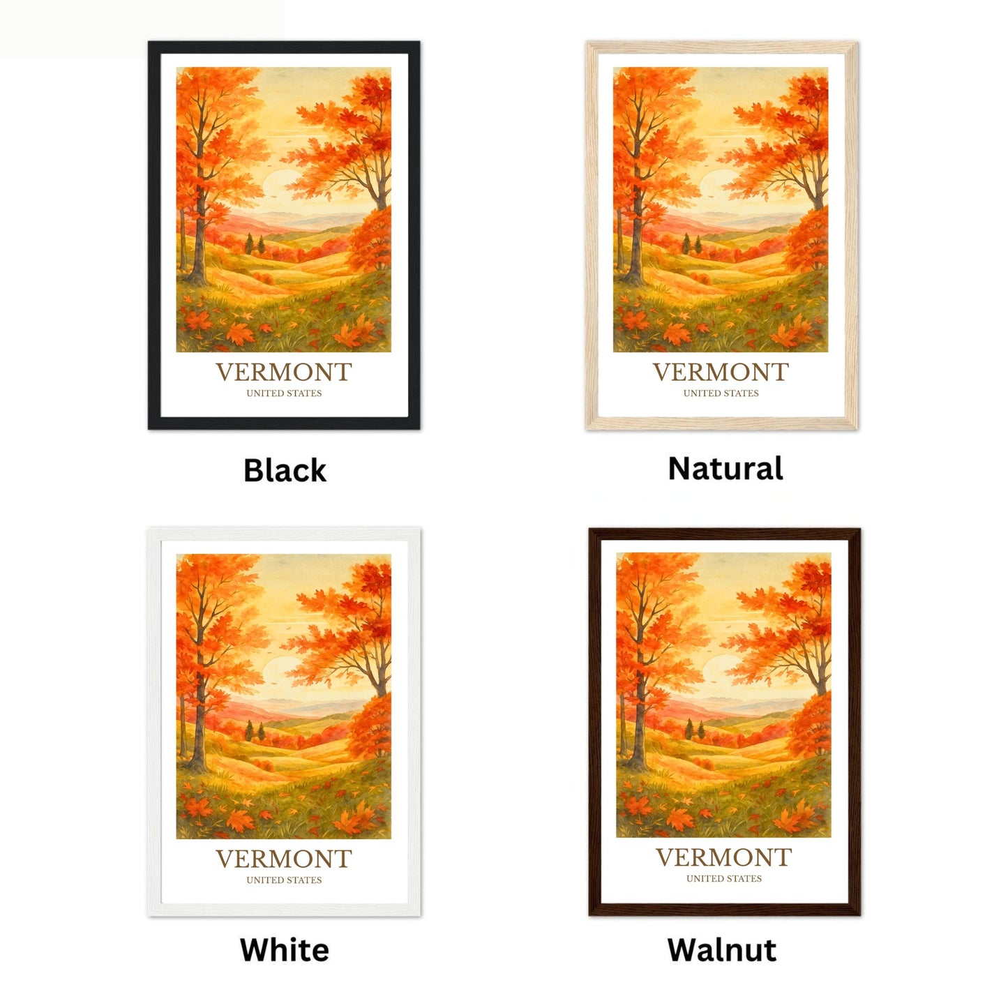 Vermont, Watercolor design poster, United States Print, Vermont Wall Art