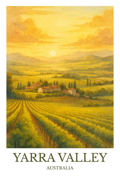 Yarra Valley, Watercolor design poster, Australia Print, Yarra Valley Wall Art