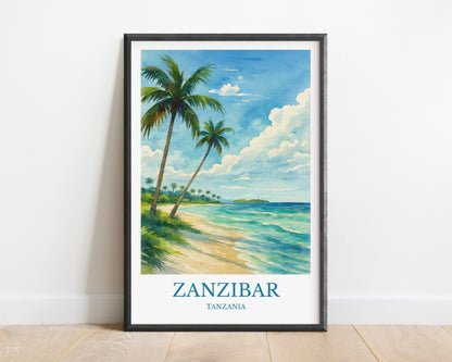 Zanzibar, Watercolor design poster, Tanzania Print, Zanzibar Wall Art