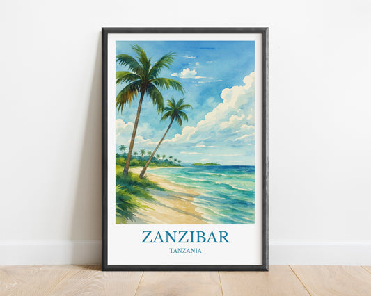 Zanzibar, Watercolor design poster, Tanzania Print, Zanzibar Wall Art