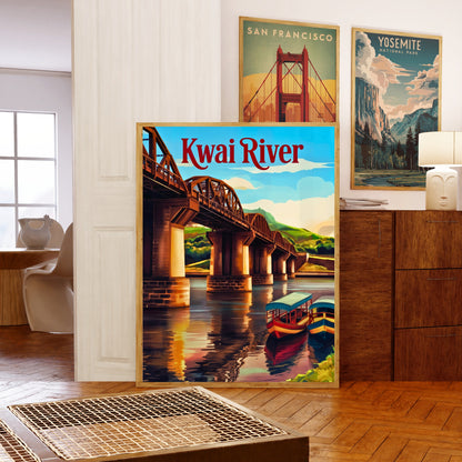 Kwai River Vintage Travel Poster -Kanchanaburi