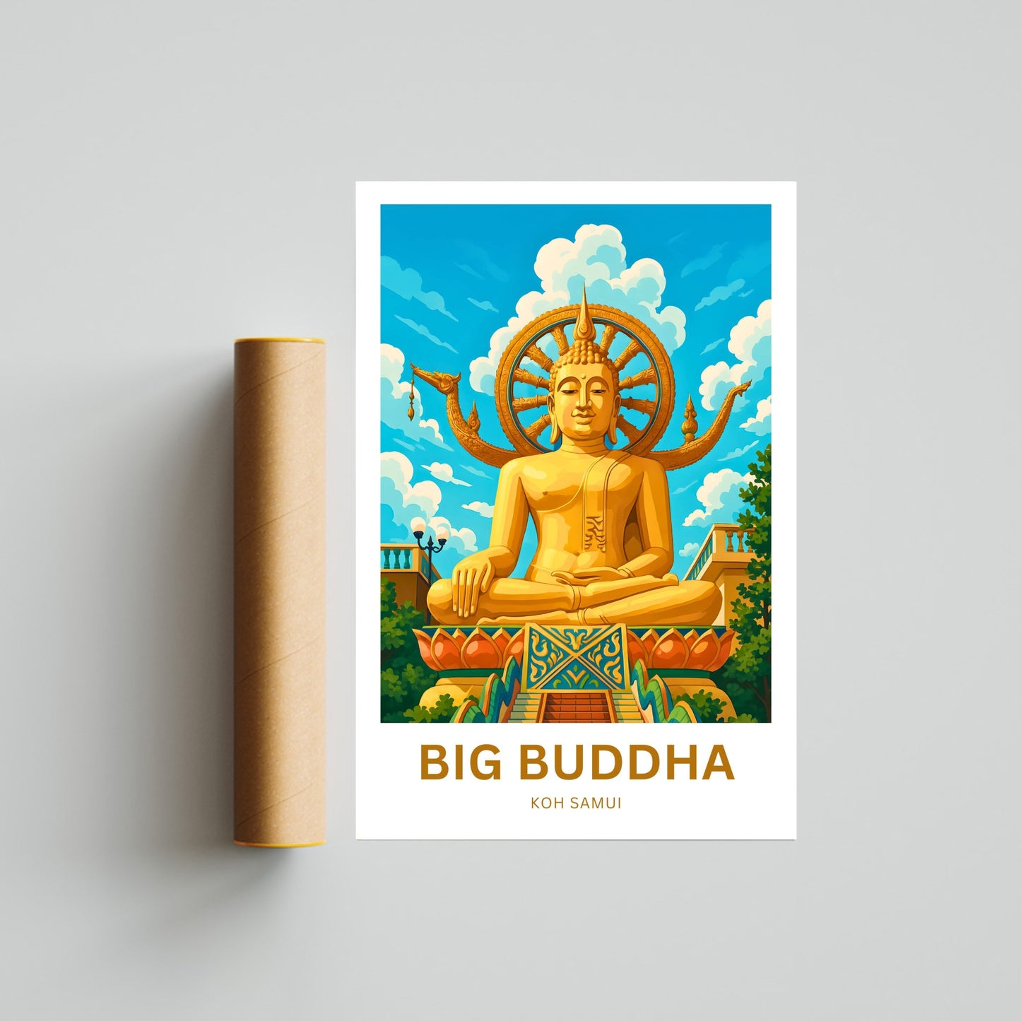 Big Buddha Travel Poster - Stunning view of Iconic Temple in Thailand
