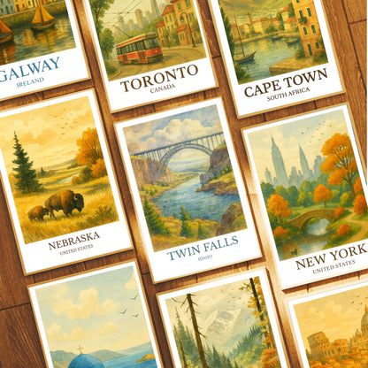 Twin Falls, Watercolor design poster, Idaho Print, Twin Falls Wall Art