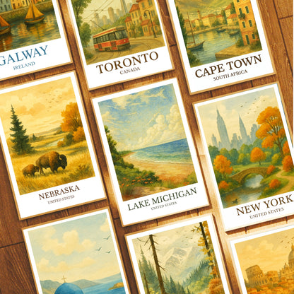 Lake Michigan, Watercolor design poster, North America’s Great Lakes Print, Lake Michigan Wall Art