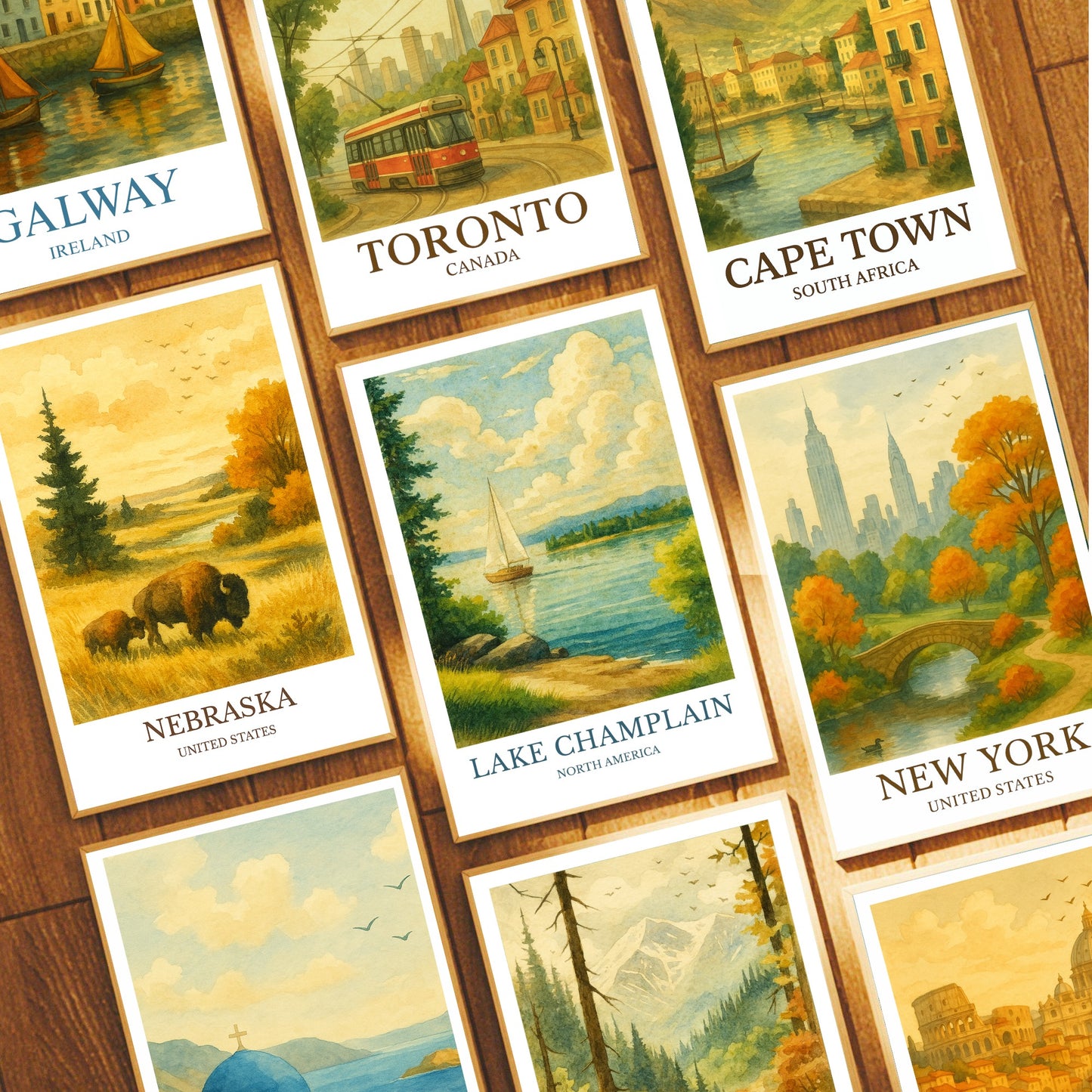 Lake Champlain, Watercolor design poster, North America Print, Lake Champlain Wall Art