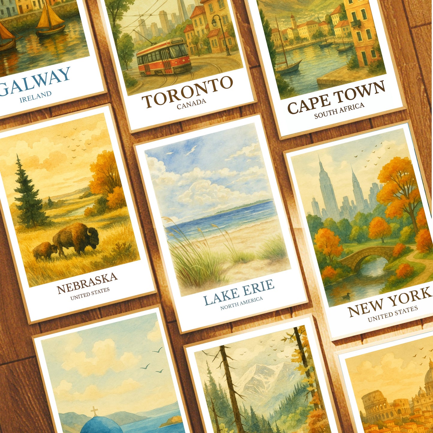 Lake Erie, Watercolor design poster, North America Print, Lake Erie Wall Art