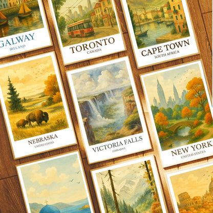 Victoria Falls, Watercolor design poster, Zimbabwe Print, Victoria Falls Wall Art