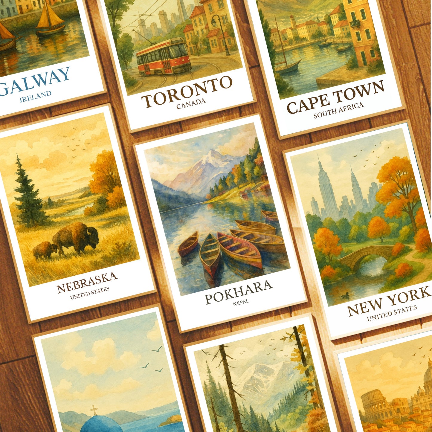 Pokhara, Watercolor design poster, Nepal Print, Pokhara Wall Art