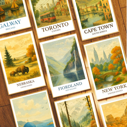 Fiordland, Watercolor design poster, New Zealand Print, Fiordland Wall Art