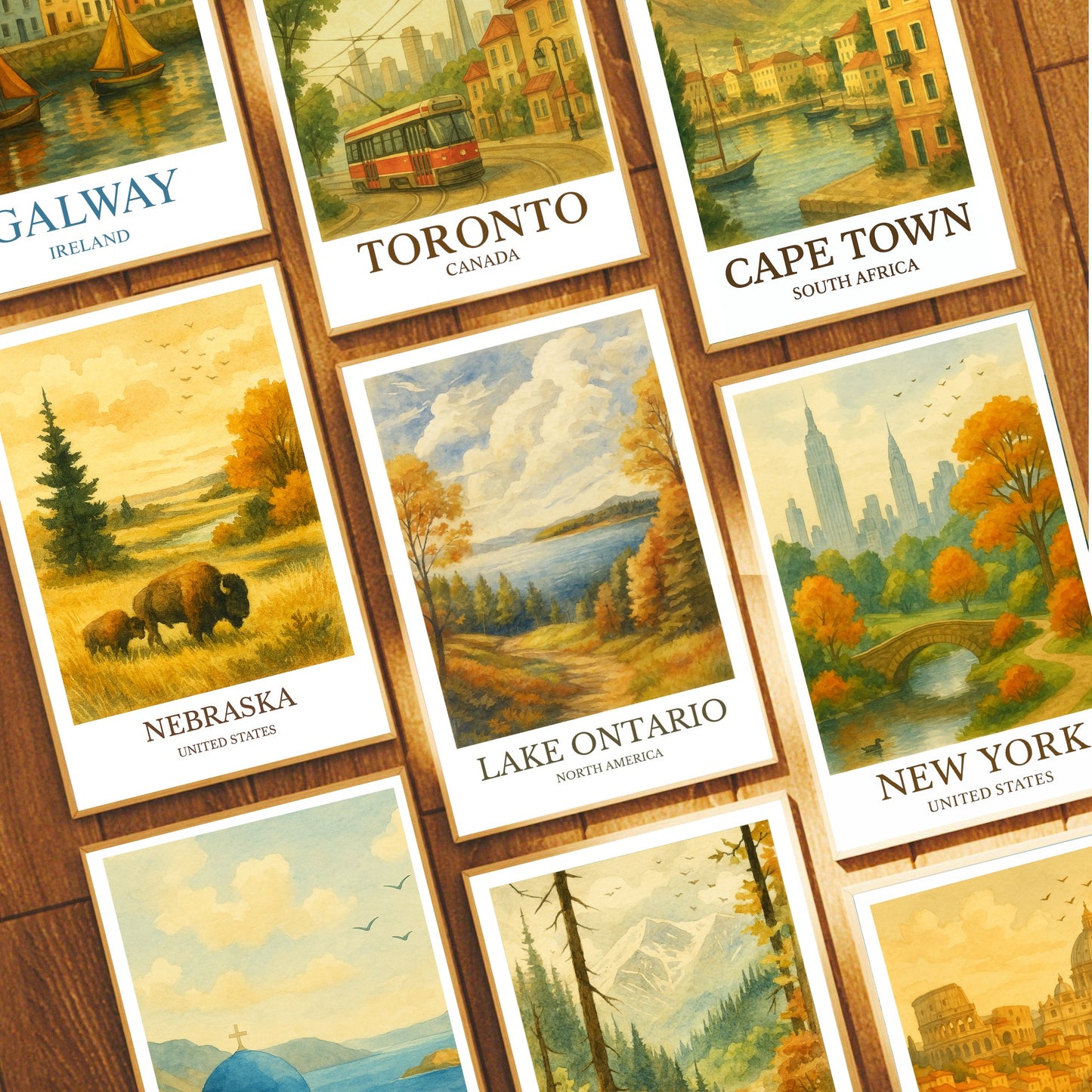 Lake Ontario, Watercolor design poster, North America Print, Lake Ontario Wall Art