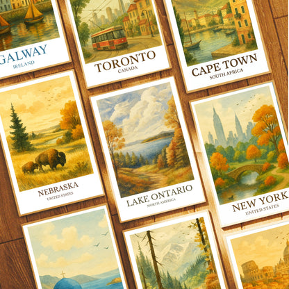 Lake Ontario, Watercolor design poster, North America Print, Lake Ontario Wall Art